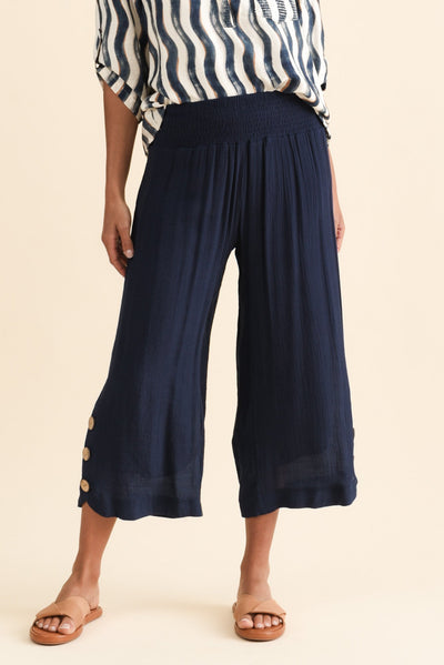 Lettie Navy Button Pants