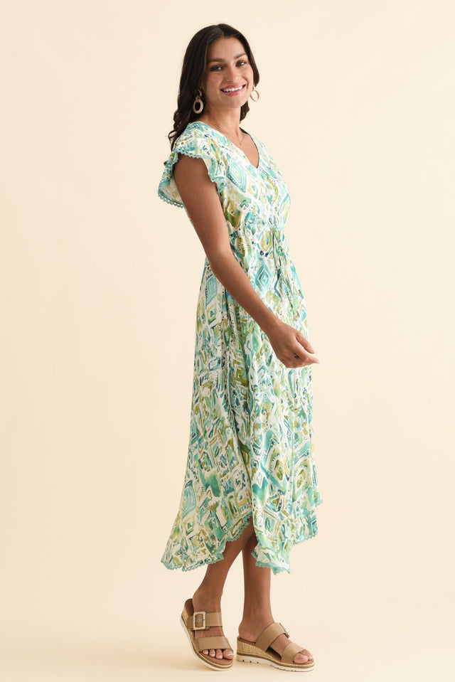 Libby Green Mosaic Midi Dress,Brunette model,alt text|model:Brontie image 4