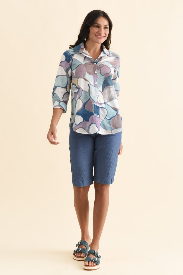 Asha Blue Travel Shorts,Brunette model,alt text|model:Brontie image 8