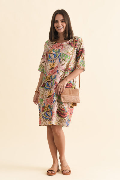 Lilibet Green Botanical Cotton Pocket Dress