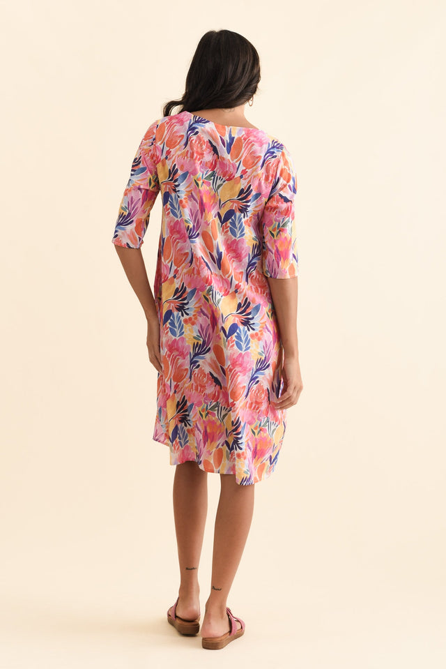 Lilibet Orange Flower Cotton Pocket Dress,Brunette model,alt text|model:Brontie image 6