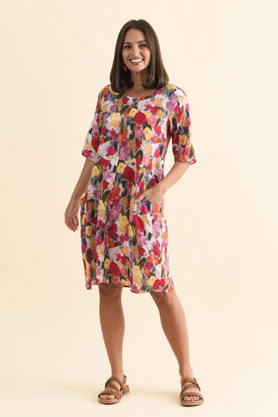 Lilibet Pink Floral Cotton Pocket Dress