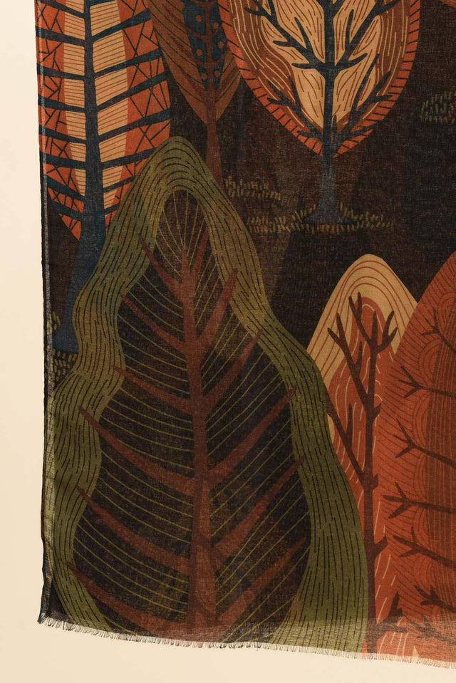 Linnea Brown Leaf Scarf image 4