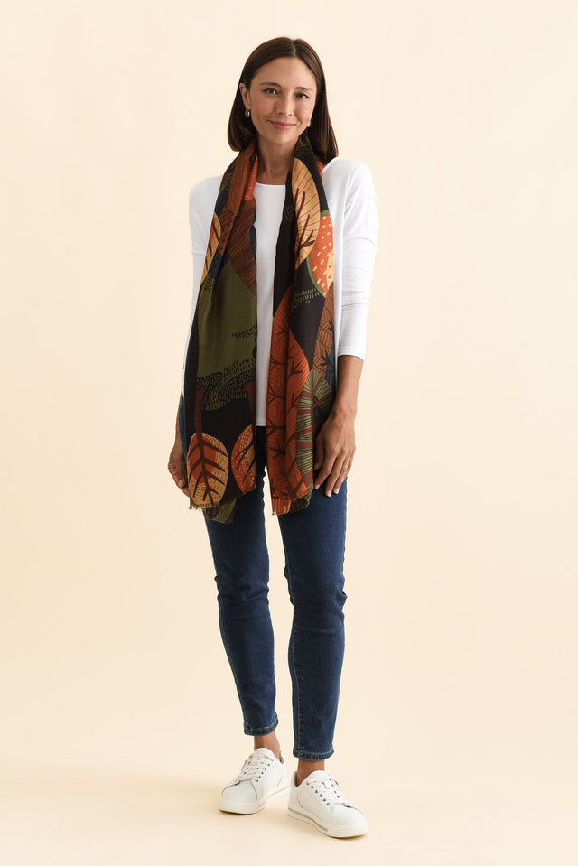 Linnea Brown Leaf Scarf image 3