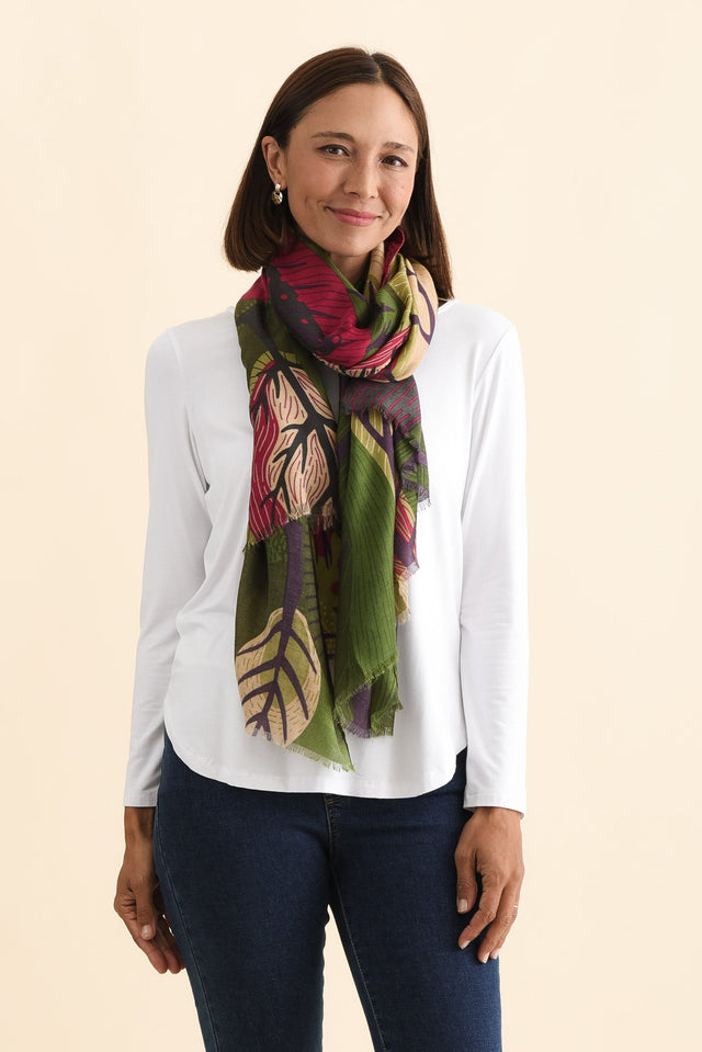 Linnea Green Leaf Scarf image 2