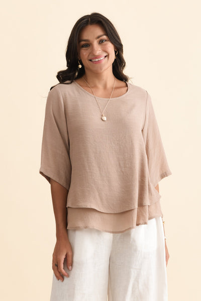 Liora Beige Layered Top