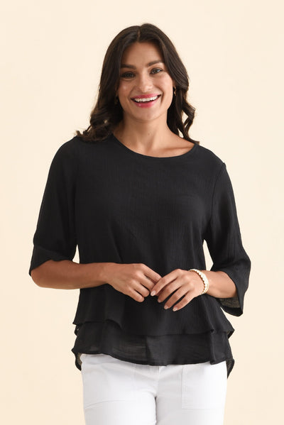 Liora Black Layered Top