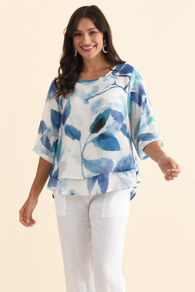 Liora Blue Bloom Layered Top