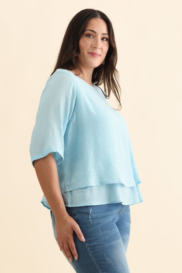 Liora Blue Layered Top,Brunette model,alt text|model:Emilia image 10