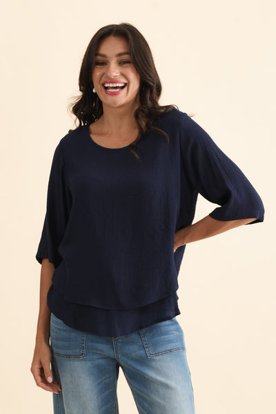 Liora Navy Layered Top