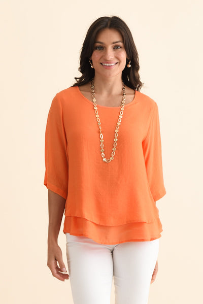 Liora Orange Layered Top