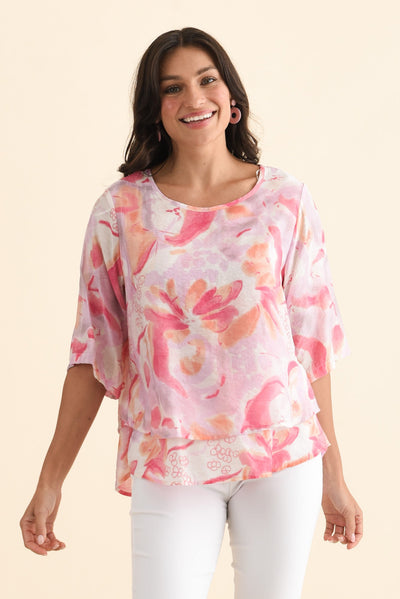 Liora Purple Abstract Layered Top