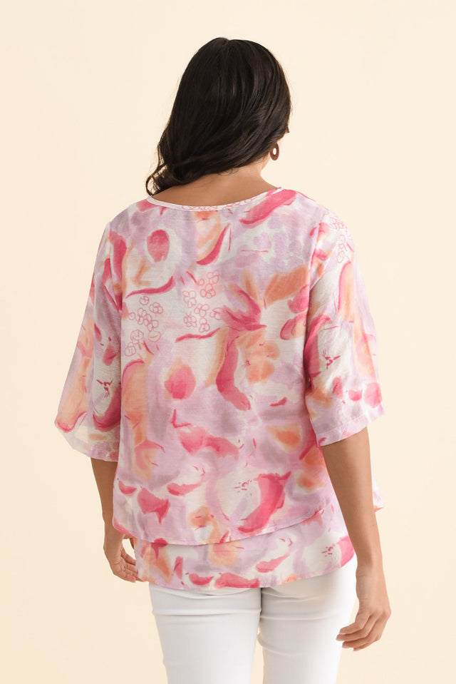 Liora Purple Abstract Layered Top,Brunette model,alt text|model:Brontie image 5