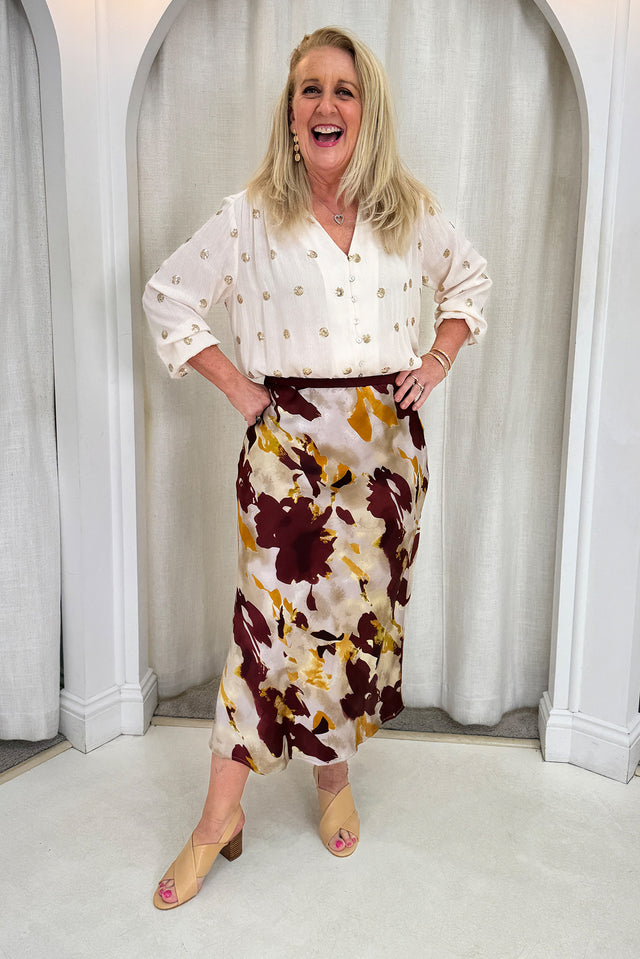 Scout Burgundy Abstract Maxi Skirt image 8