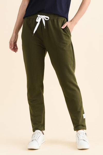 Lobby Dark Khaki Cotton Relaxed Sweatpants