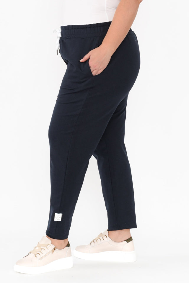 Lobby Navy Cotton Relaxed Sweatpants,Blonde model,alt text|model:Caitlin image 10