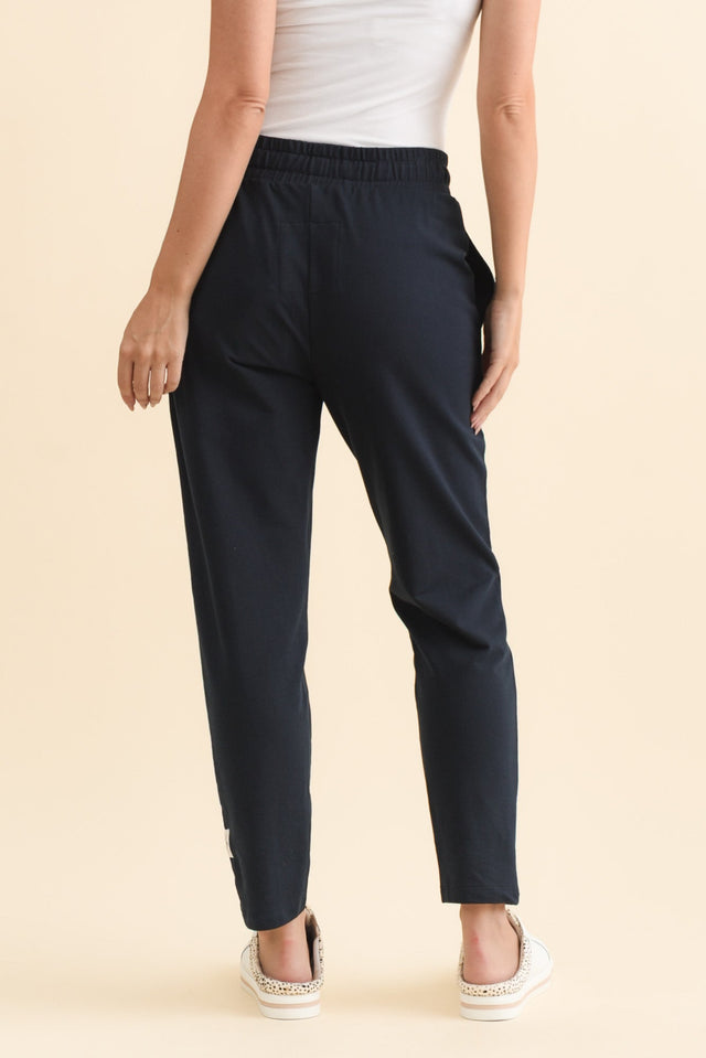 Lobby Navy Cotton Relaxed Sweatpants,Brunette model,alt text|model:MJ image 5