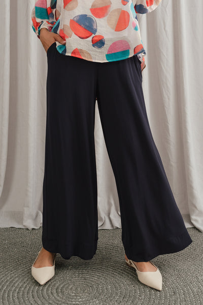 Lola Navy Micro Modal Wide Leg Pants