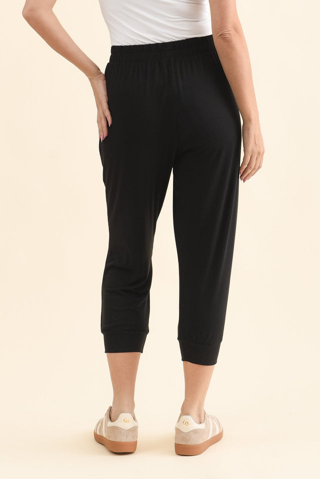 Louis Black Cropped Jogger Pants,Back,Brunette model,alt text|model:MJ image 5