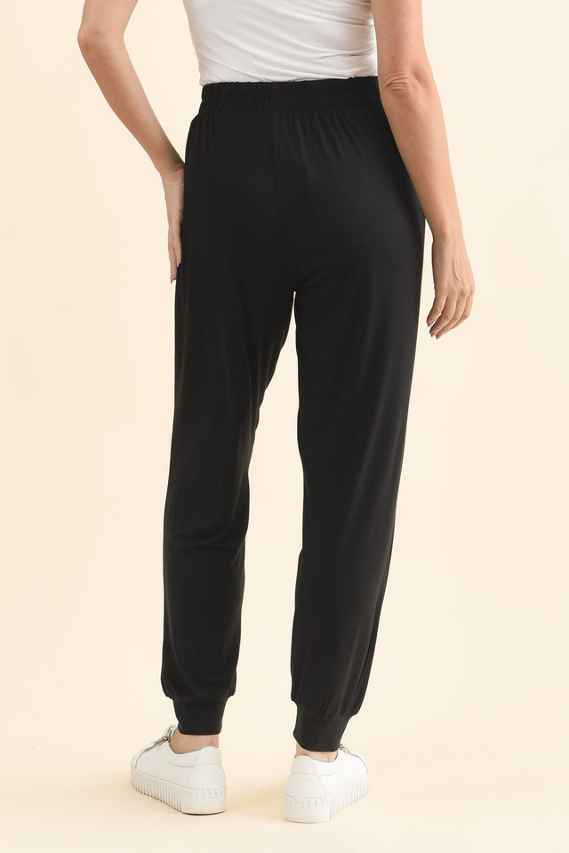 Louis Black Jogger Pants,Back,Brunette model,alt text|model:MJ image 5