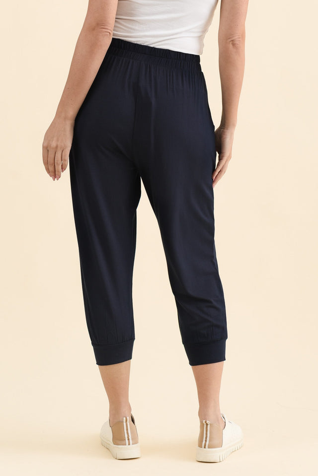 Louis Navy Cropped Jogger Pants,Back,Brunette model,alt text|model:MJ image 5