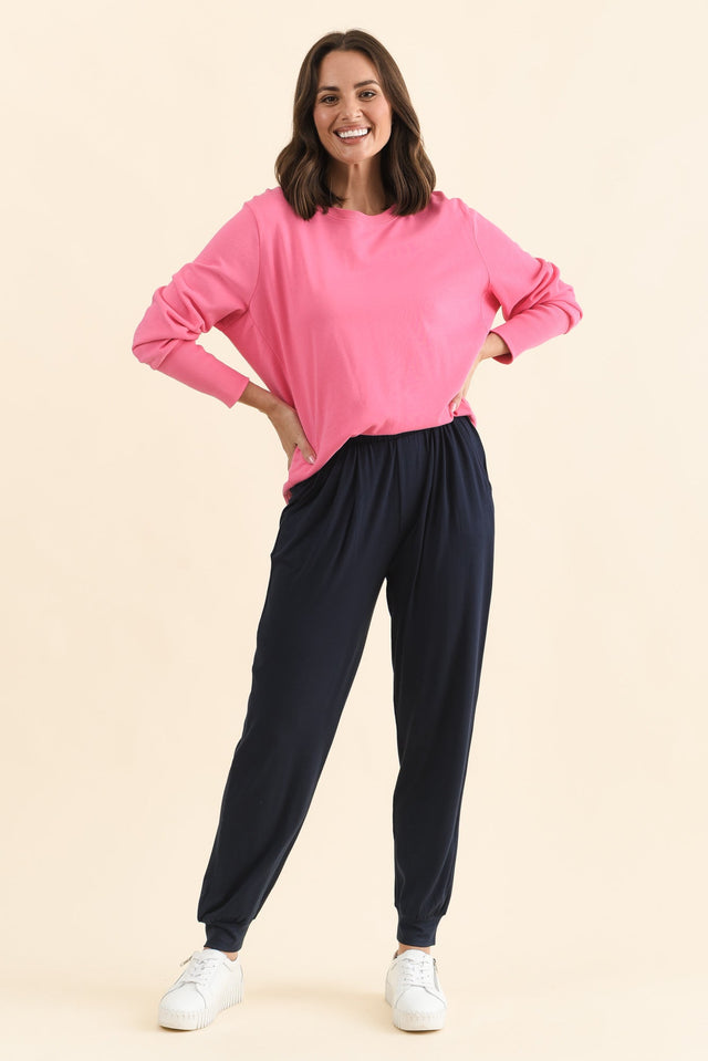 Louis Navy Jogger Pants,Full Body,Brunette model,alt text|model:MJ image 7