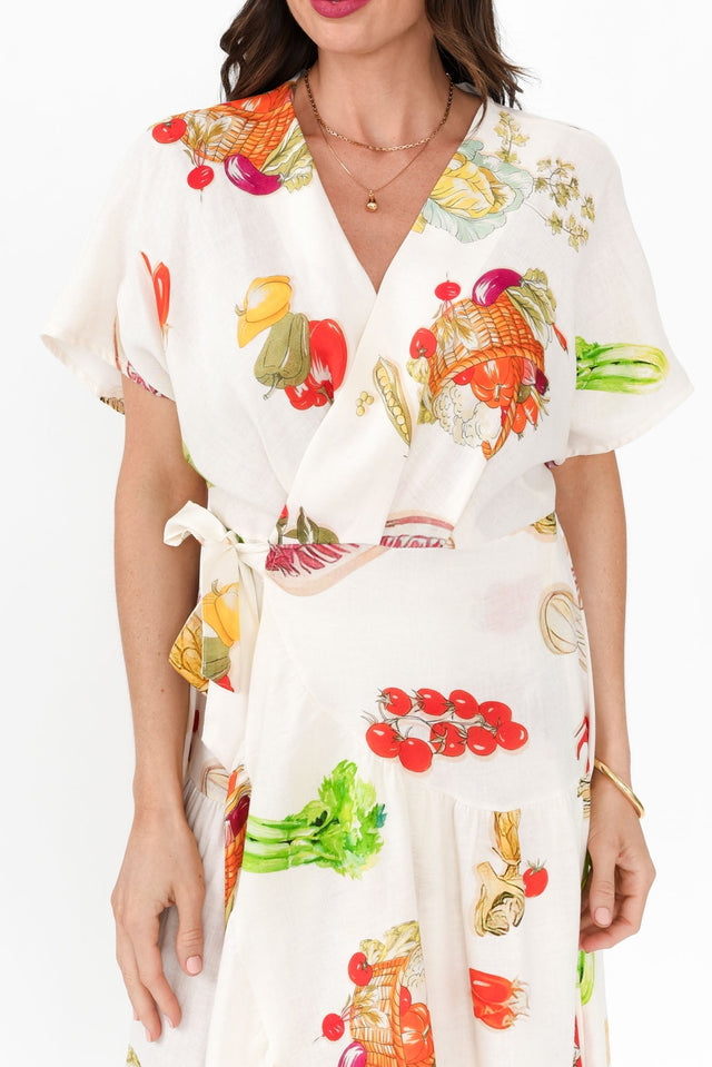 Luanne White Harvest Linen Blend Dress,Brunette model,alt text|model:Elouise image 6