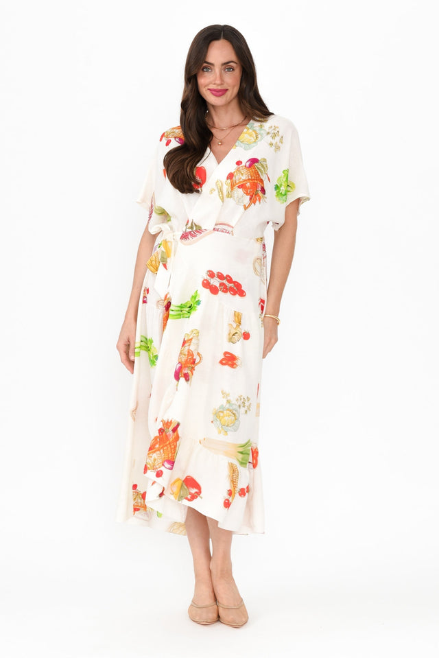 Luanne White Harvest Linen Blend Dress,Brunette model,alt text|model:Elouise image 7