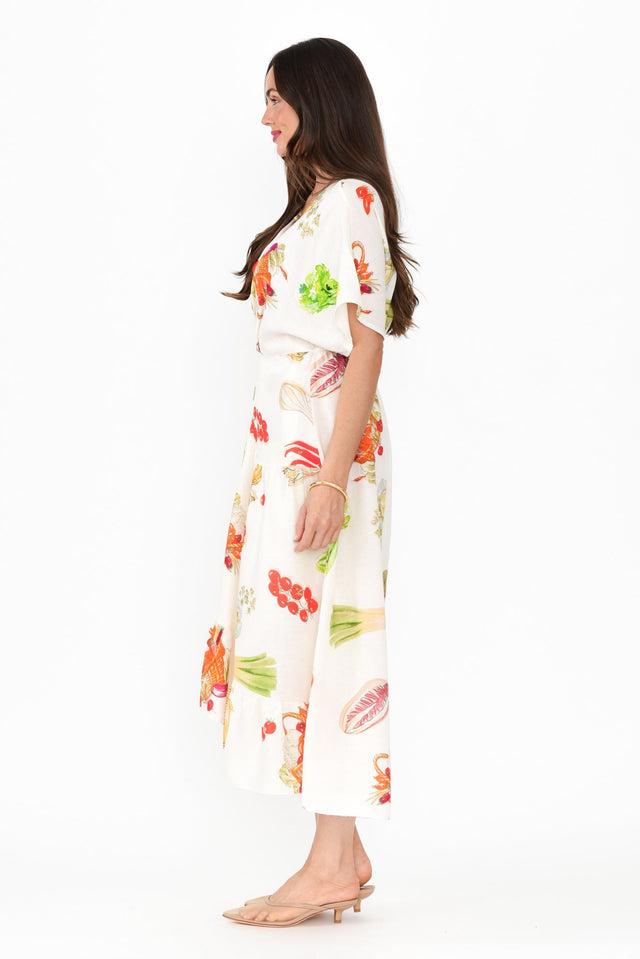 Luanne White Harvest Linen Blend Dress,Brunette model,alt text|model:Elouise image 4