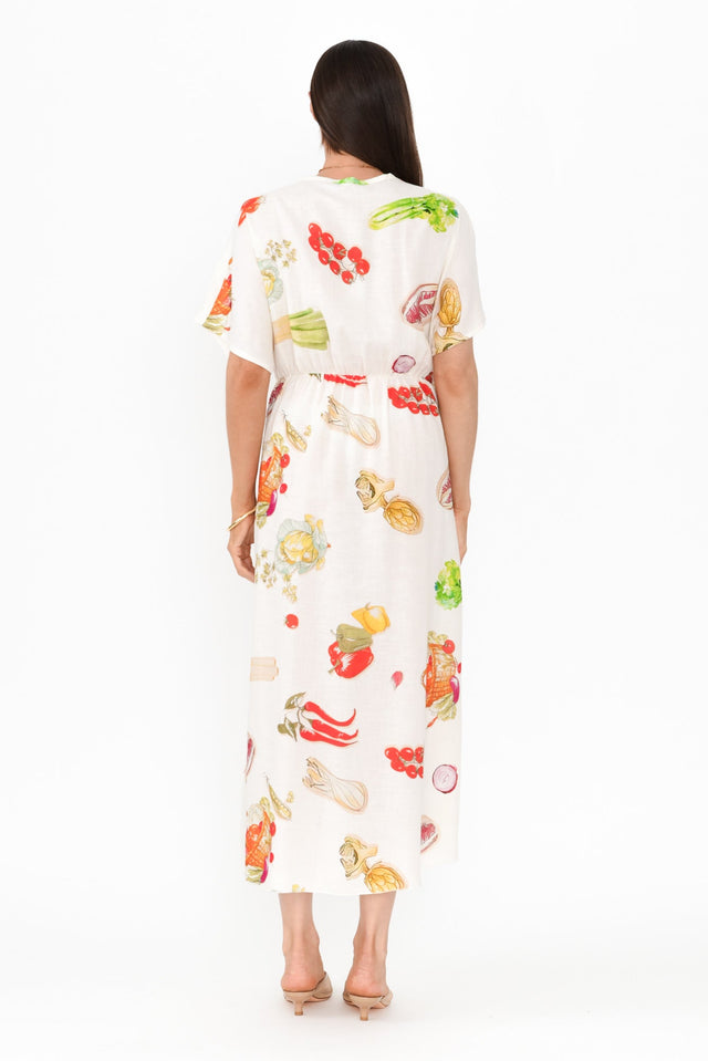 Luanne White Harvest Linen Blend Dress,Brunette model,alt text|model:Elouise image 5