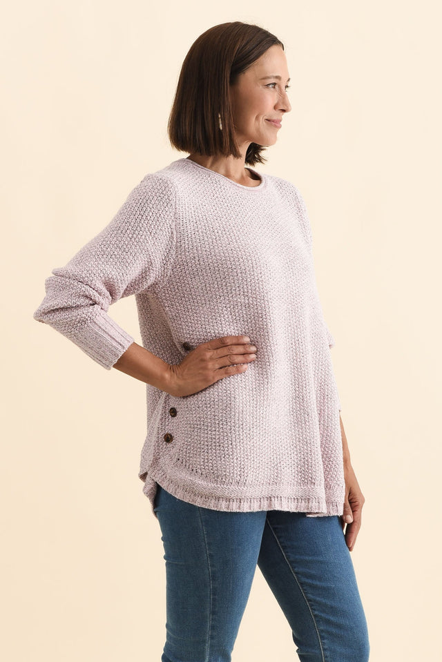 Lucas Pink Knit Button Jumper,Brunette model,alt text|model:Cara image 5