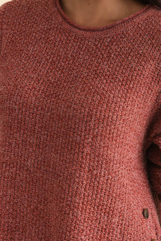 Lucas Rust Knit Button Jumper,Brunette model,alt text|model:Brontie image 6