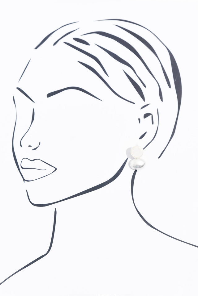 Lucine Silver Ball Drop Earrings image 2