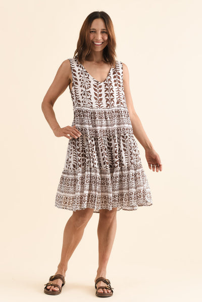 Lucky Chocolate Fern Cotton Sleeveless Dress