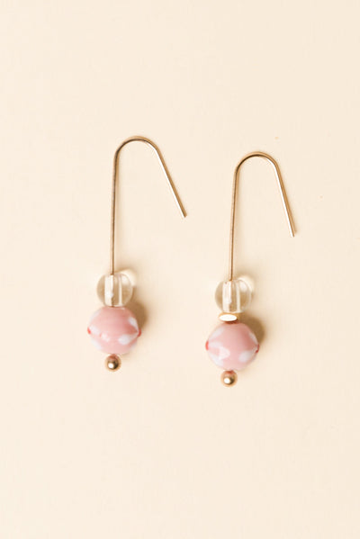 Lucky Pink Flower Hook Earrings