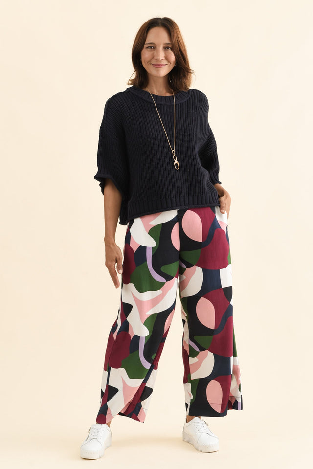 Luela Navy Half Sleeve Knit Jumper,Full Body,Brunette model,alt text|model:Cara image 7