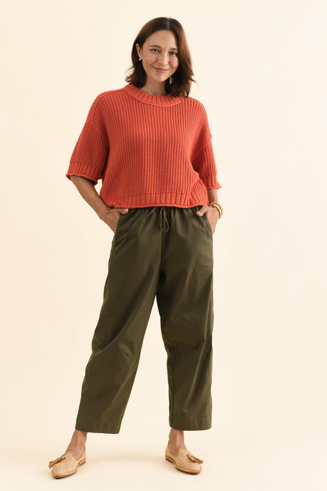 Luela Orange Half Sleeve Knit Jumper,Full Body,Brunette model,alt text|model:Cara image 7