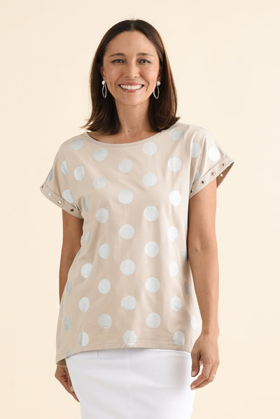 Lumi Natural Foil Spot Cotton Tee