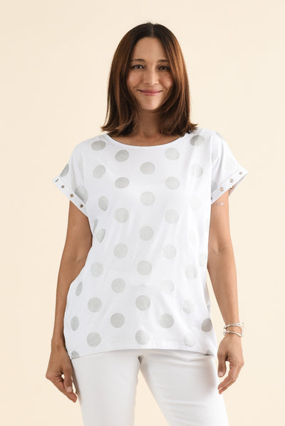 Lumi White Foil Spot Cotton Tee