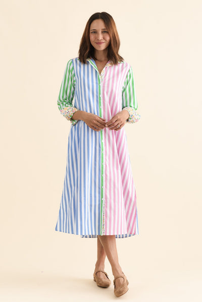 Luna Blush Stripe Cotton Shirt Dress