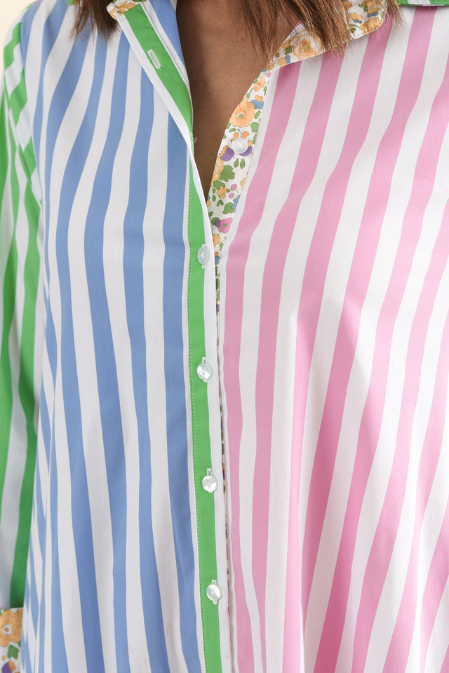 Luna Blush Stripe Cotton Shirt Dress image 5
