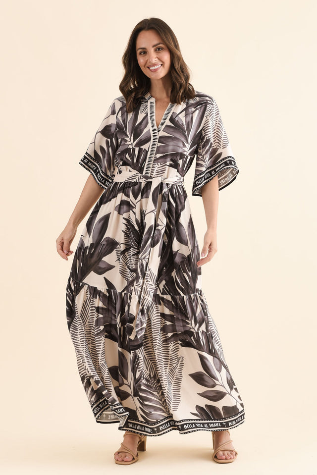 Lyndall Grey Palm Tie Dress,Front,Brunette model,alt text|model:MJ image 1
