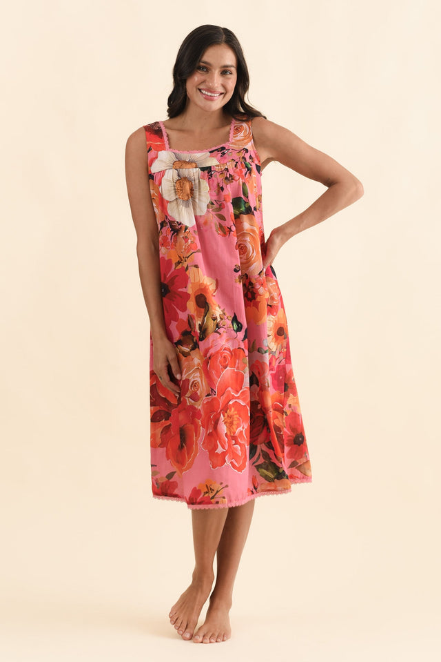 Mabella Pink Rose Cotton Nightie,Brunette model,alt text|model:Brontie image 7