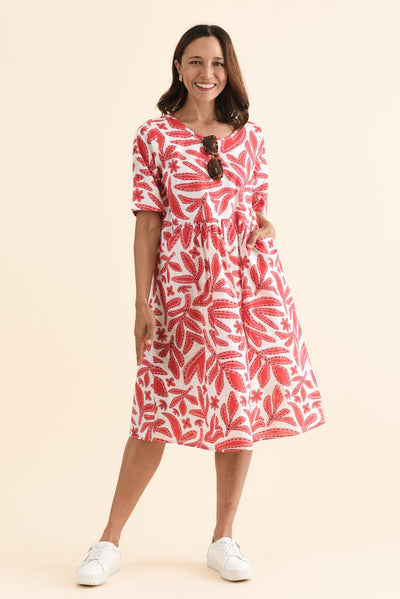 Mackie Red Garden Cotton Pocket Dress