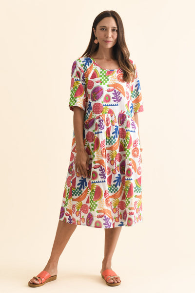 Mackie White Fruity Cotton Pocket Dress