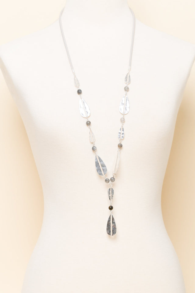 Maddison Silver Teardrop Beaded Necklace image 2