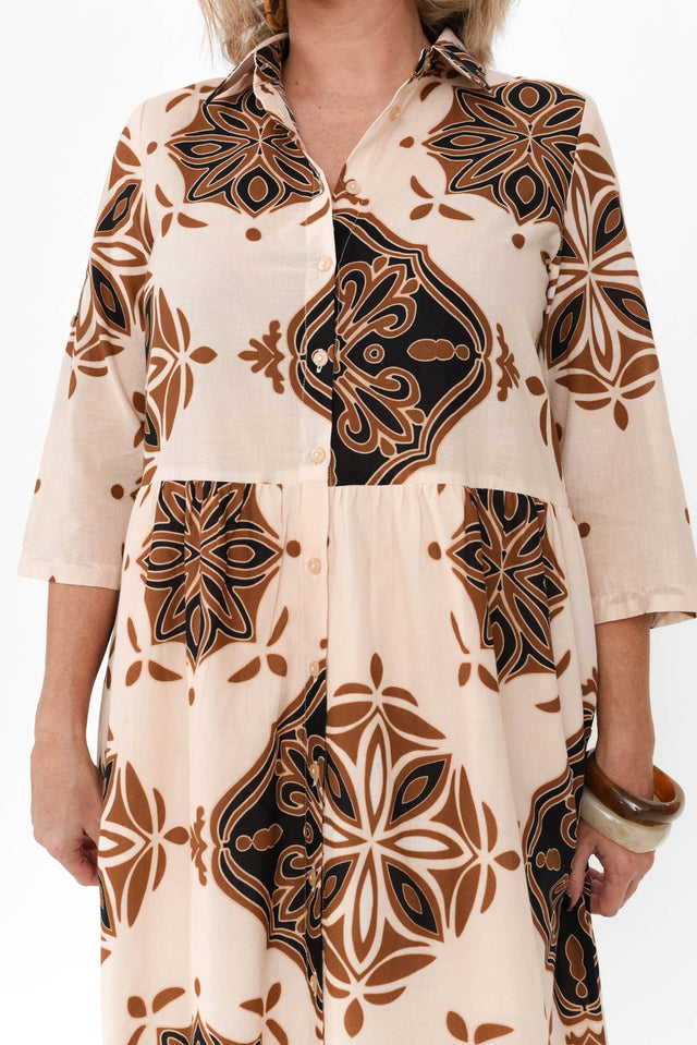 Madelina Brown Mosaic Cotton Dress image 6