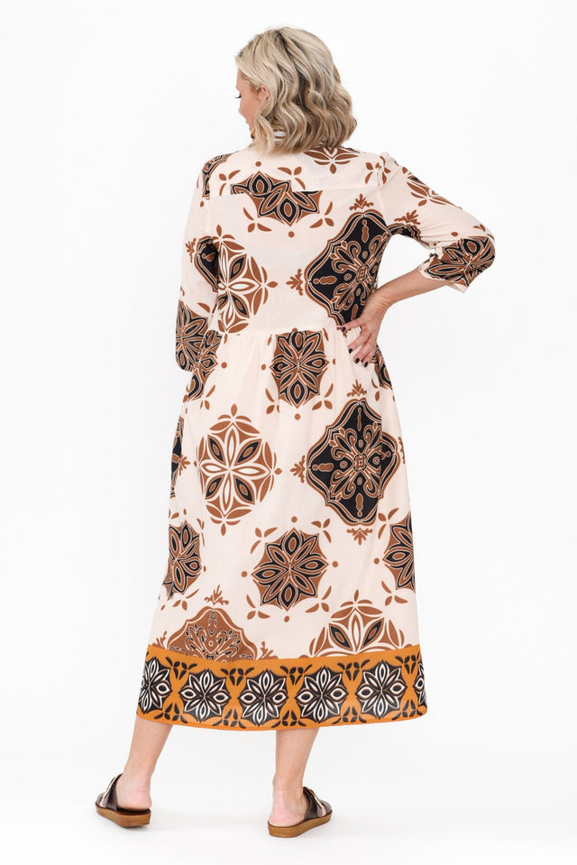 Madelina Brown Mosaic Cotton Dress image 5