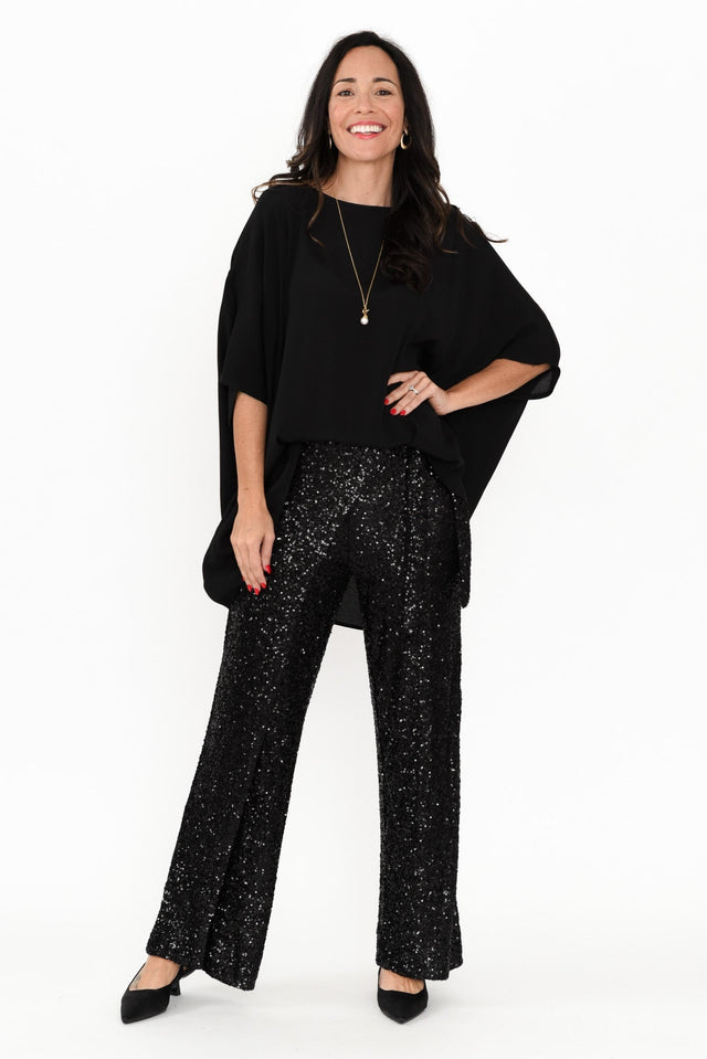 Mae Black Sequin Wrap Pants,Brunette model,alt text|model:Nicole image 3