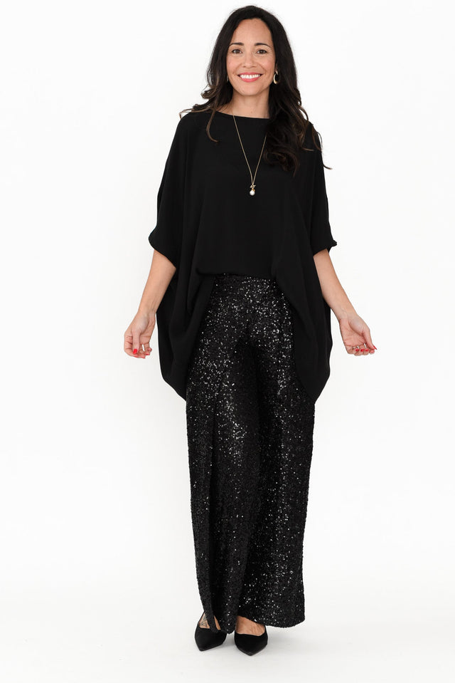 Mae Black Sequin Wrap Pants,Brunette model,alt text|model:Nicole image 7